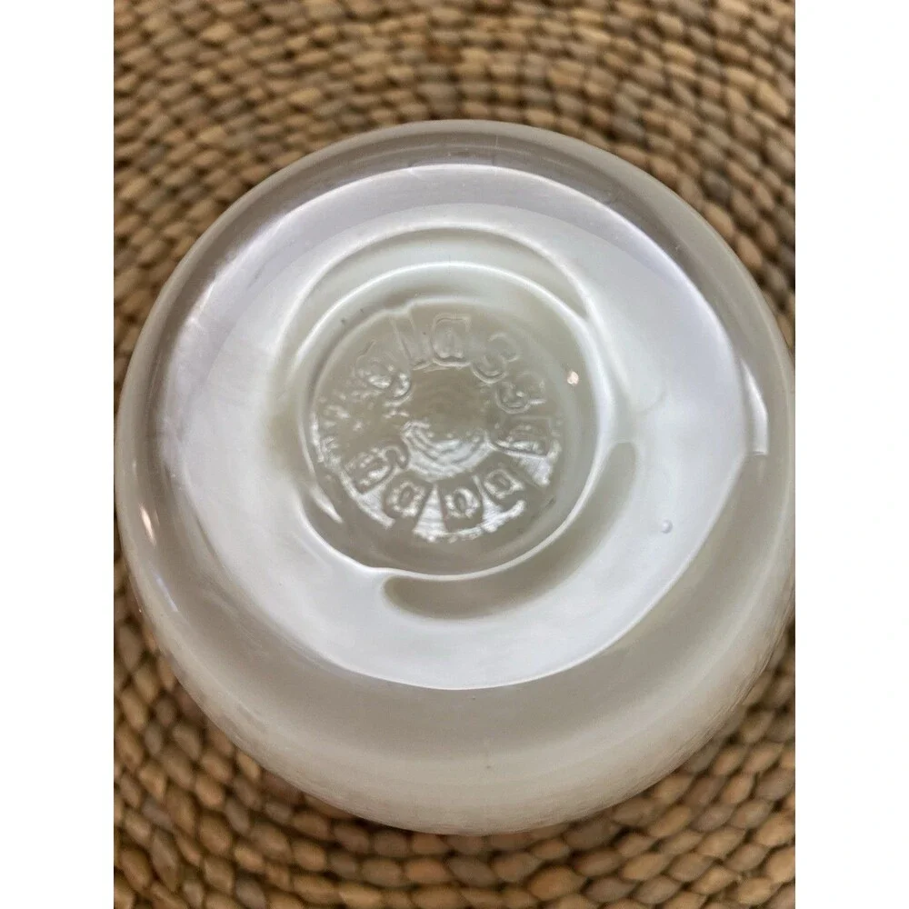 Glassybaby White Frosted Glass Clear Base Solid Round 4 in Dia 3 in Tall